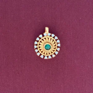 Floral Stone Imitation Nose Pin with Green Center Stone