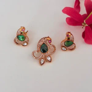 Elegant Stone Imitation Pendant Set with Earrings