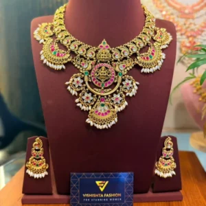 Bridal Temple Style Imitation Necklace Set with Earrings